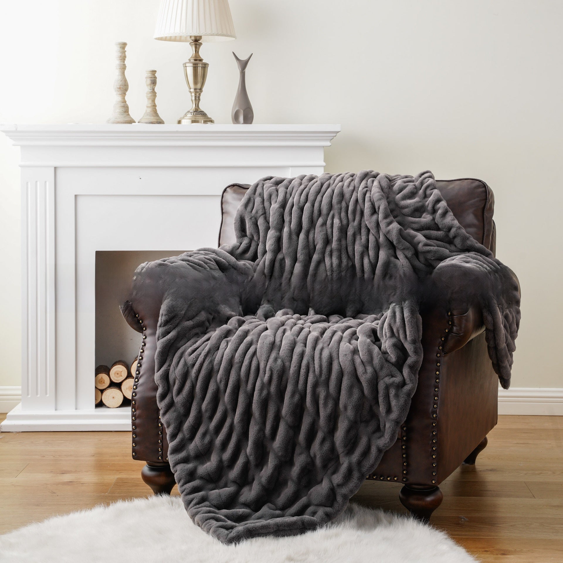 Luxury Rabbit Fur Plush Blanket