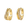 Double Ring Diamond Encrusted Gold Plated Earrings