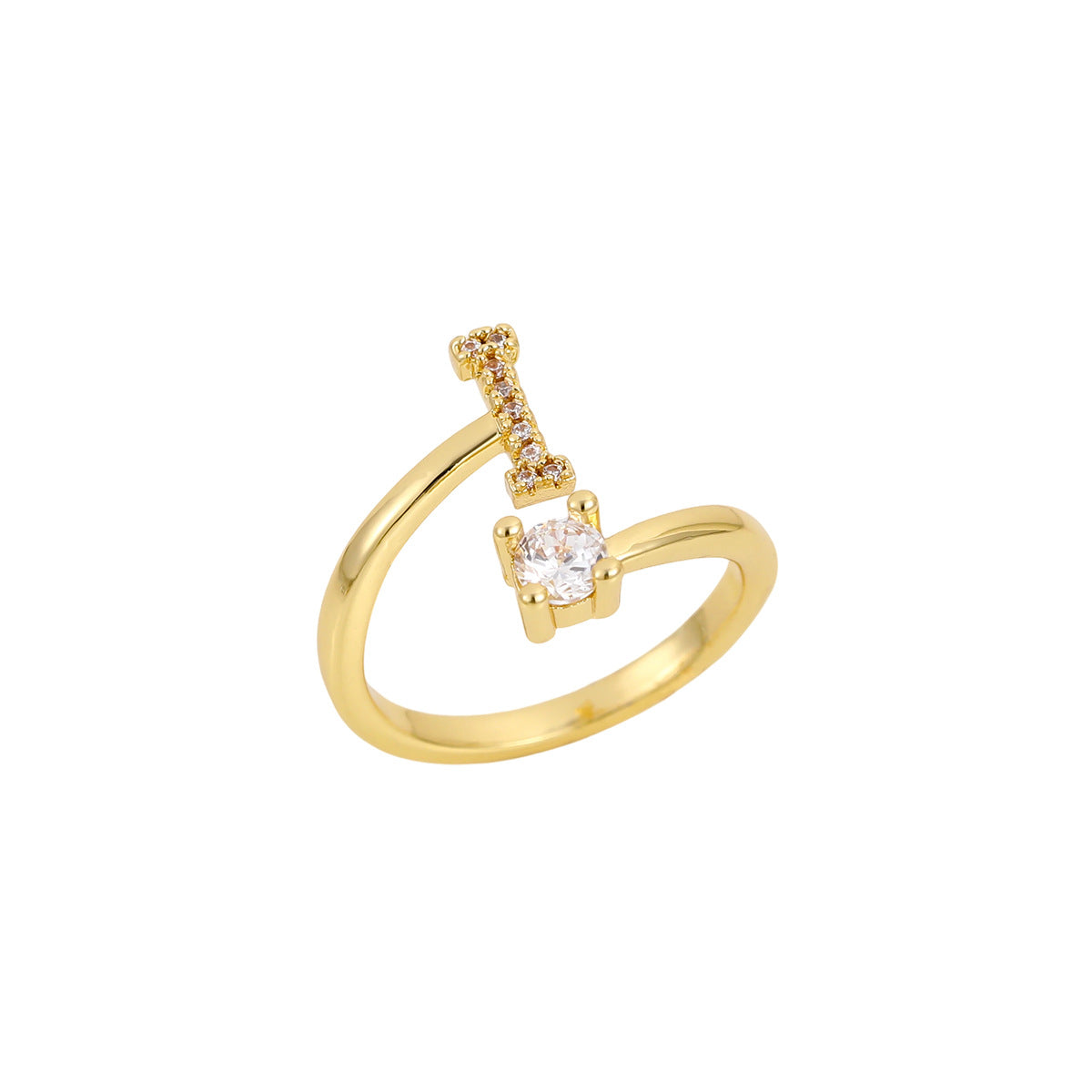 Gold Plated Letter Initial Open Rings