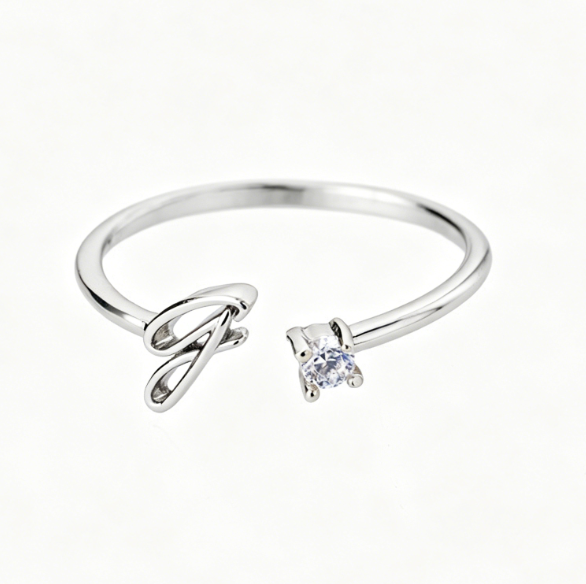 Alphabet Letter Ring Gold Plated Zinc Alloy Jewelry