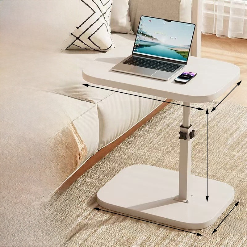 Adjustable Height Mobile Side Table with Storage Shelf