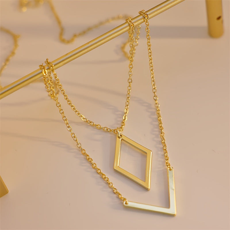 Geometric Gold Plated Stainless Steel Necklace