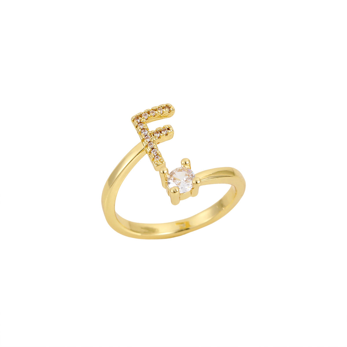 Gold Plated Letter Initial Open Rings