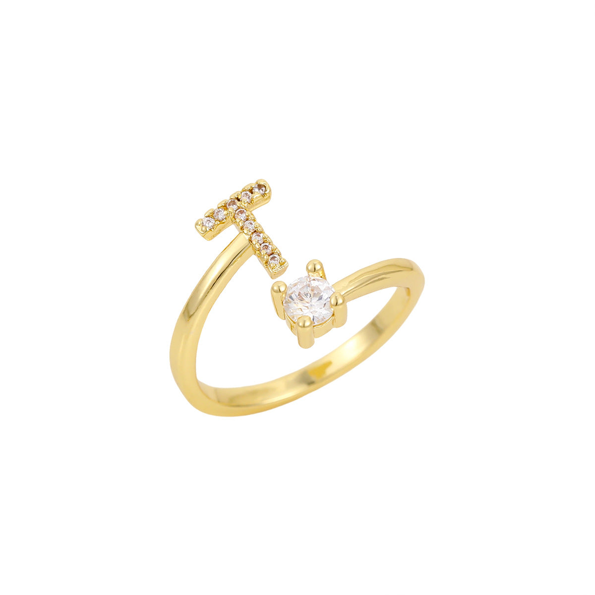 Gold Plated Letter Initial Open Rings