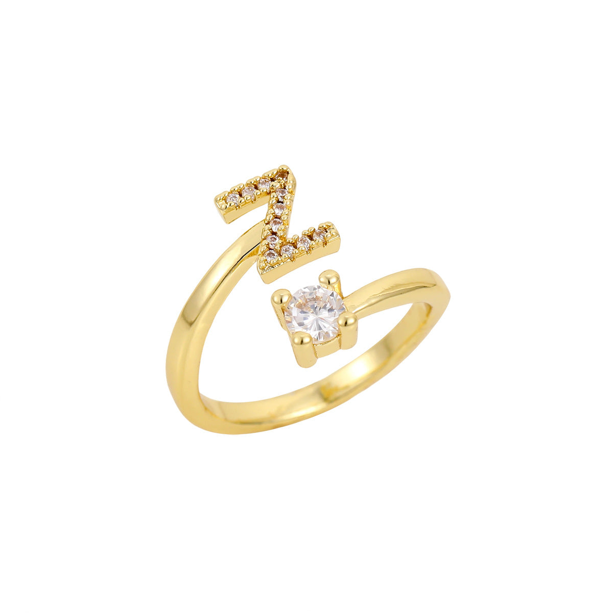 Gold Plated Letter Initial Open Rings