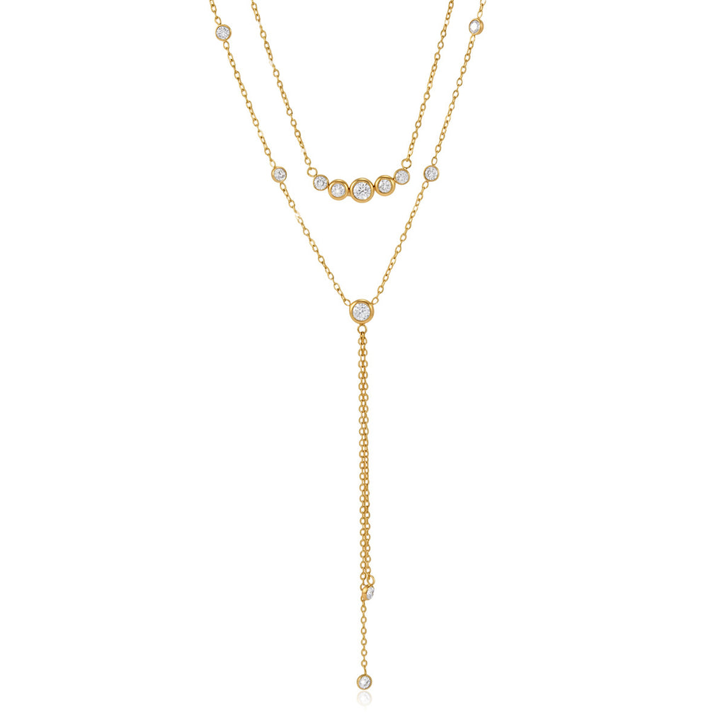 O-Shaped Gold Plated Stainless Steel Necklace with Lock Pendant