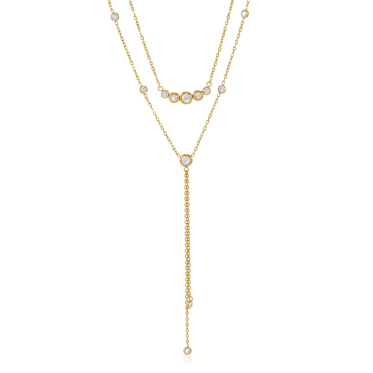 O-Shaped Gold Plated Stainless Steel Necklace with Lock Pendant