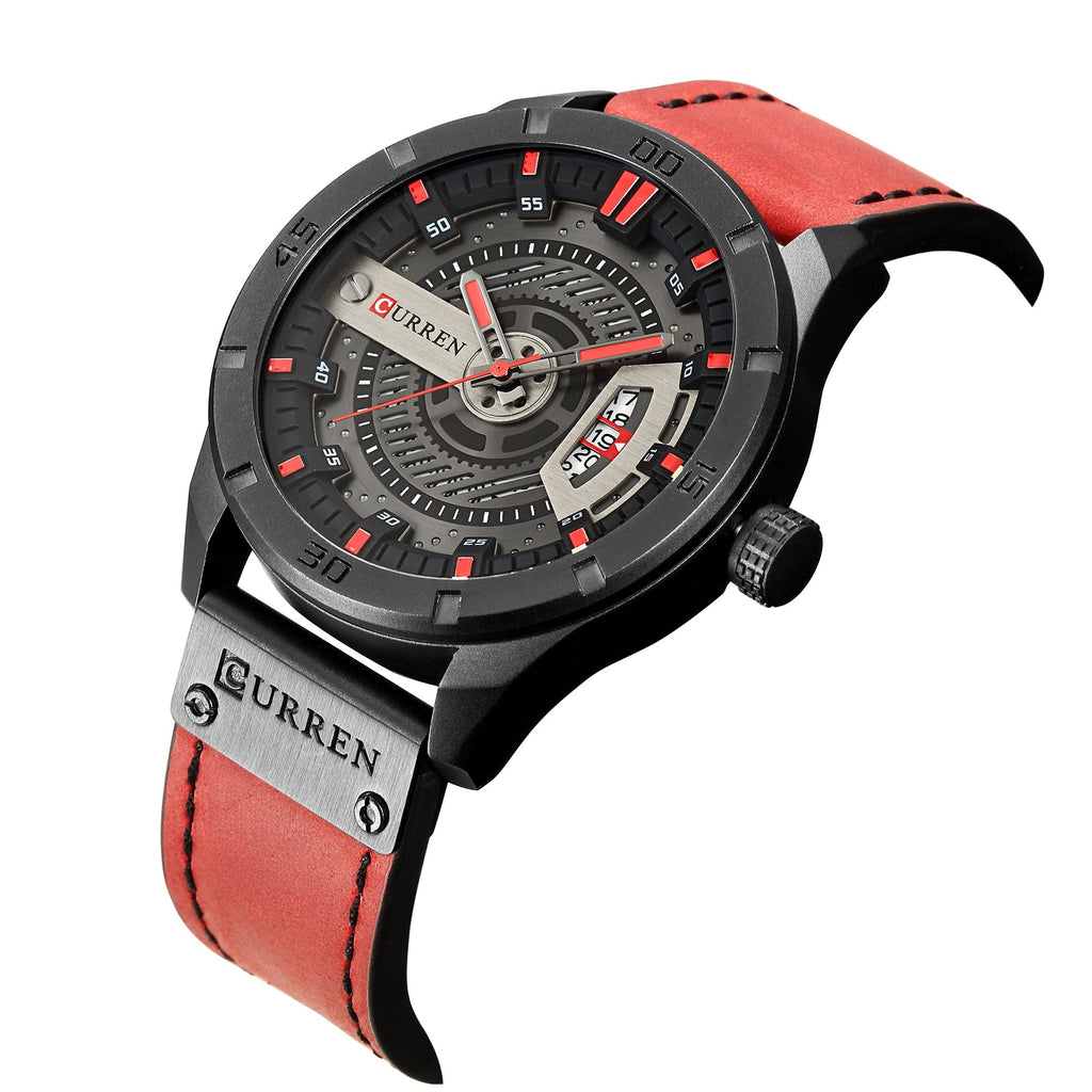 Montre Curren Homme Bracelet en Cuir avec Calendrier