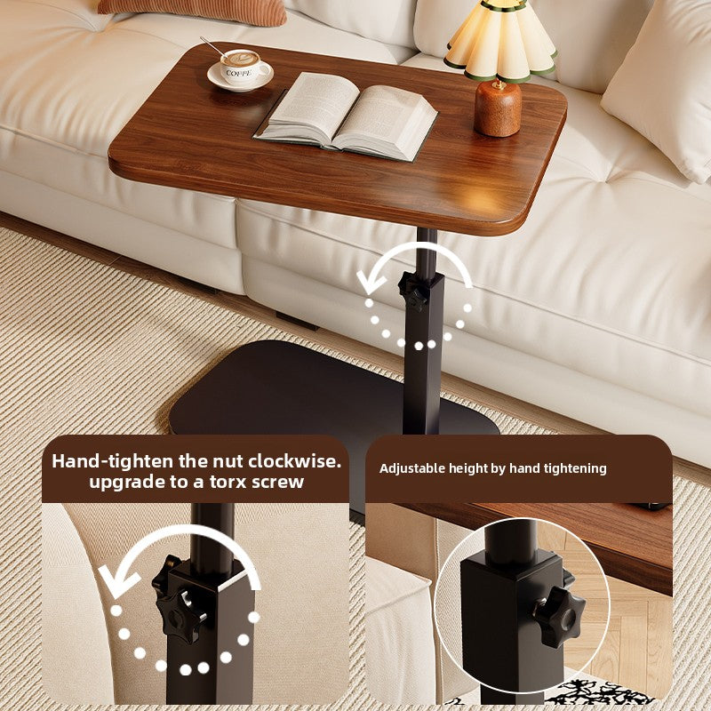 Adjustable Height Mobile Side Table with Storage Shelf