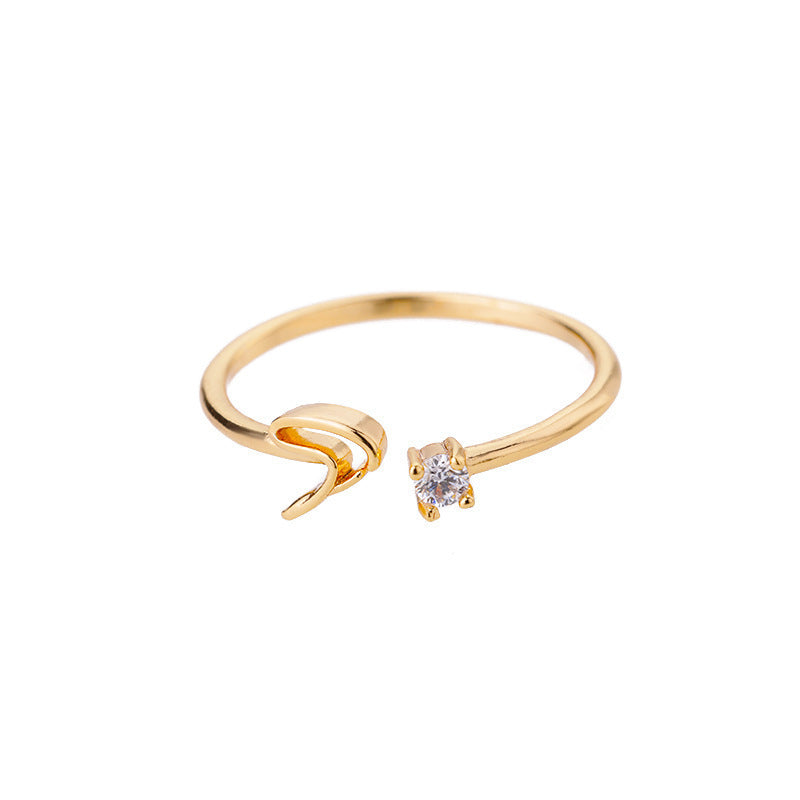 Alphabet Letter Ring Gold Plated Zinc Alloy Jewelry