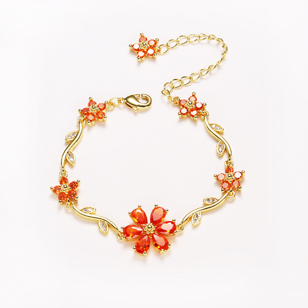 Floral Gold Plated Chain Bracelet