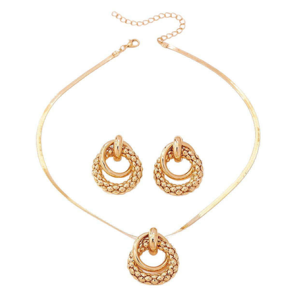 Gold Schlangenkette mit Ohrringen Set Damen | Gold Snake Chain Necklace with Earrings Set Women