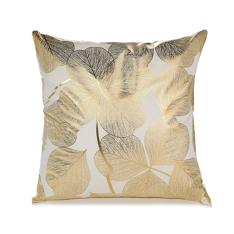 Gold-stamped throw pillow cover