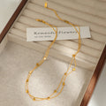 Double Layer Gold Square Titanium Steel Necklace for Women