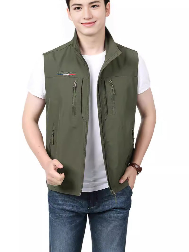 Mens Quick-Drying Multi-Pocket Outdoor Vest