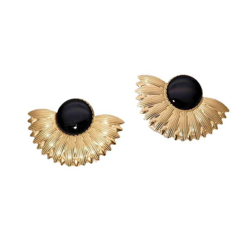 Geometric Fan Shape Gold Plated Earrings