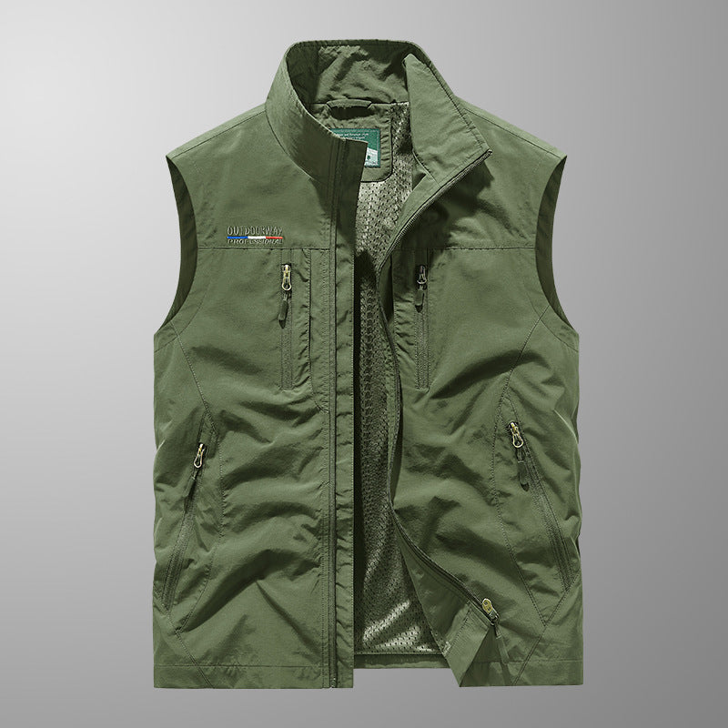 Mens Quick-Drying Multi-Pocket Outdoor Vest