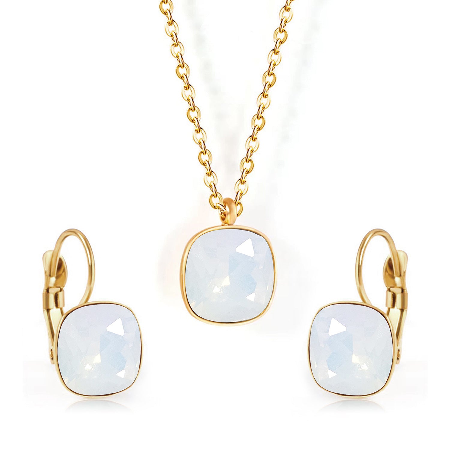 Square Zircon Jewelry with Gold Plated Finish